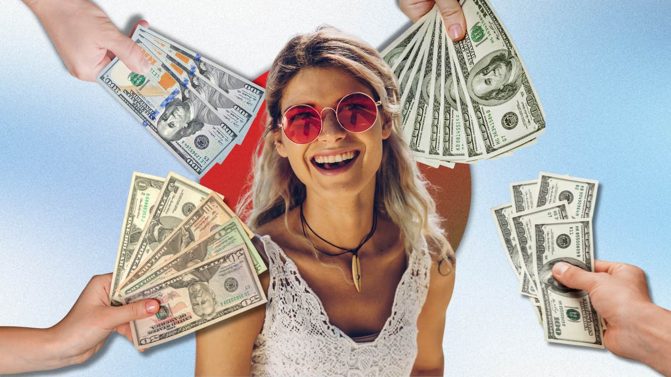 Man Wants Reciprocated Effort From Girlfriend After She Expects Him To Pay For Everything smiling woman and hands with money out