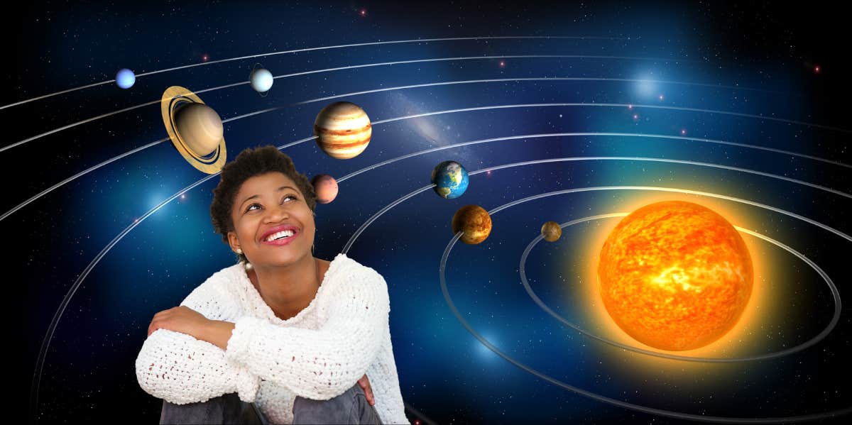 woman smiling at universe