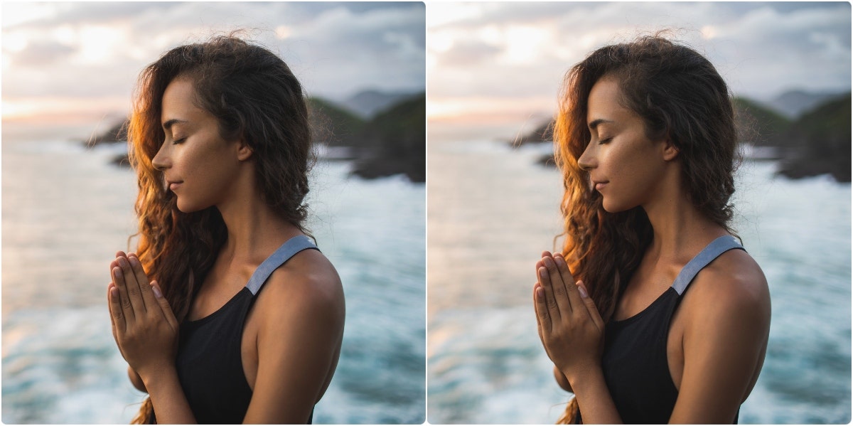 woman on beach meditating