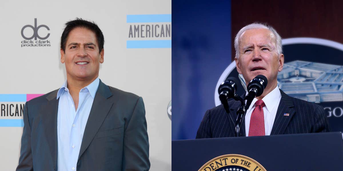 Billionaire Mark Cuban Blames 'Ridiculous Tuition Fees' For Student Debt, Supports Biden's Forgiveness Plan Mark Cuban and Joe Biden