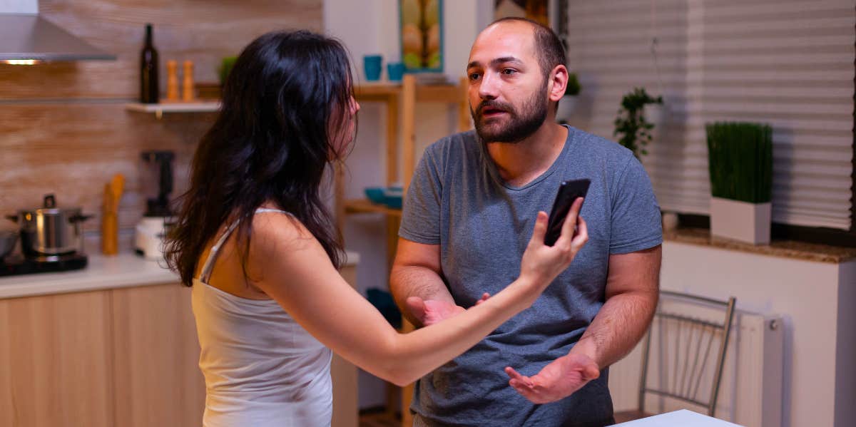 couple arguing in the kitchen