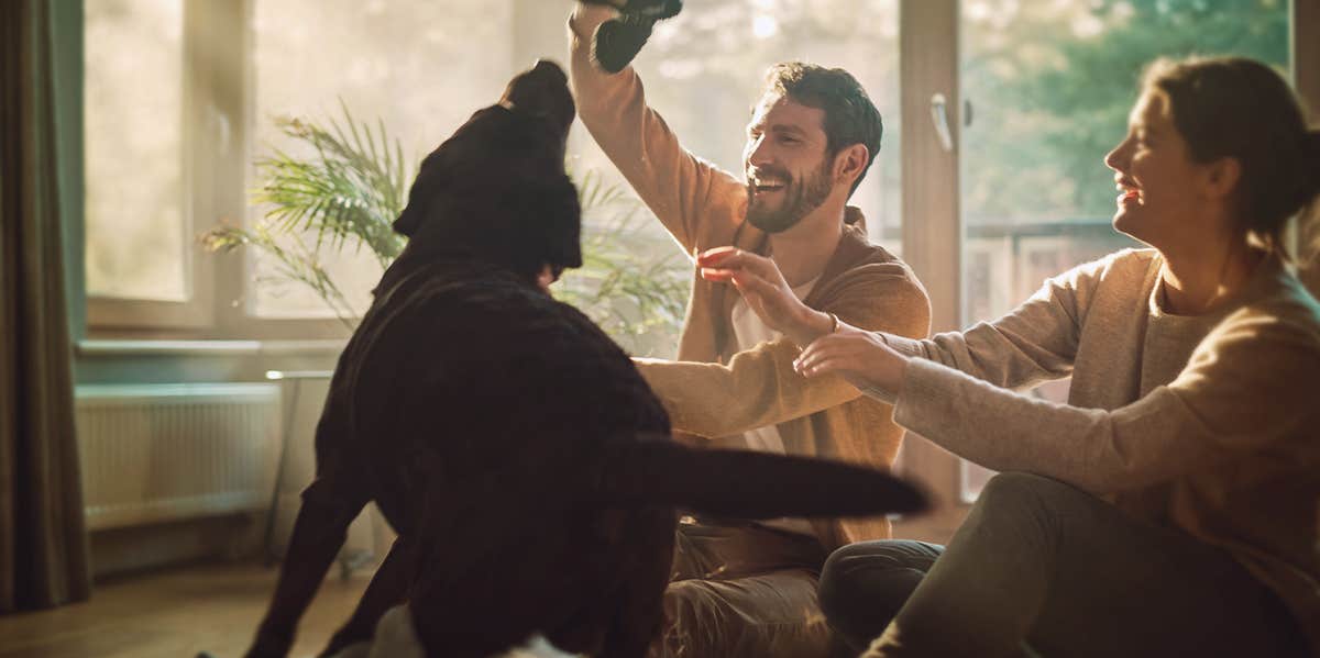 family with dog