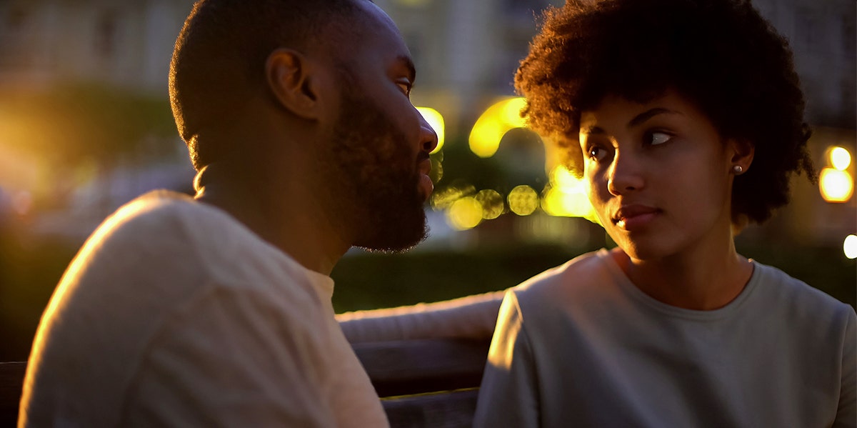 Couple looking at each other