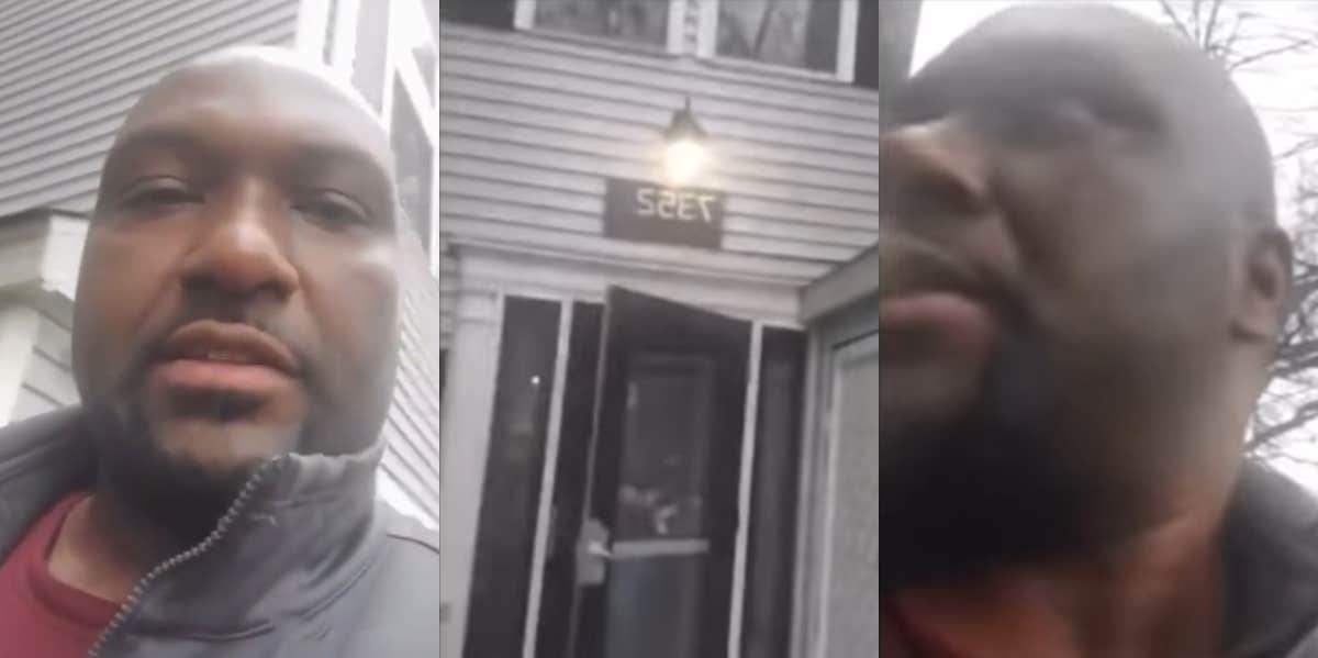 Rajaee Shareef Black in front of his ex-wife's apartment
