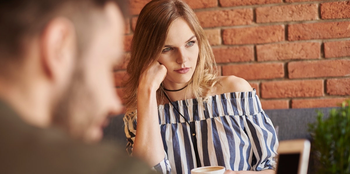 annoyed woman on a date