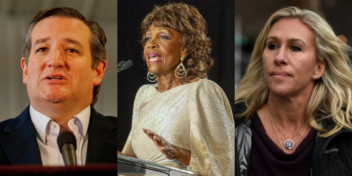 Ted Cruz, Mazine Waters, and Marjorie Taylor Greene