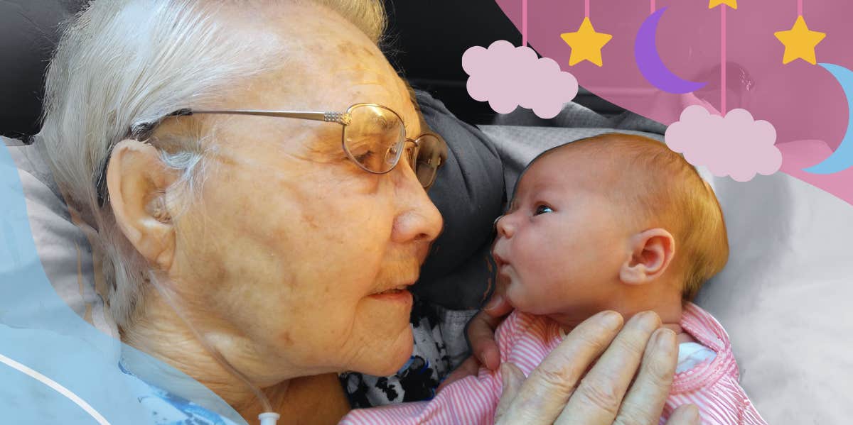 Grandma meeting newborn baby