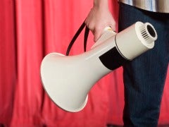megaphone in a man's hand