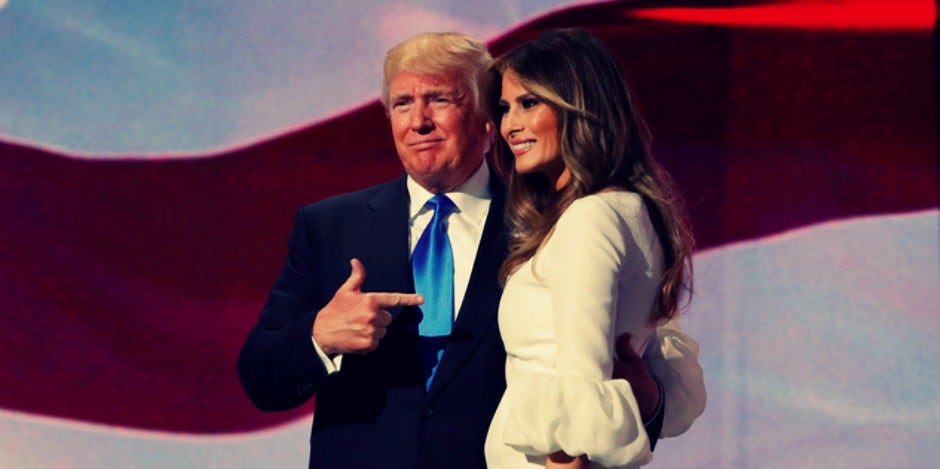 trump pushes melania away awkward handshake