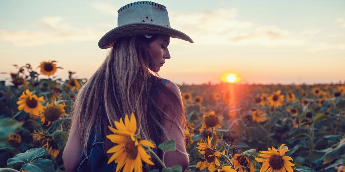 woman with sunflowers
