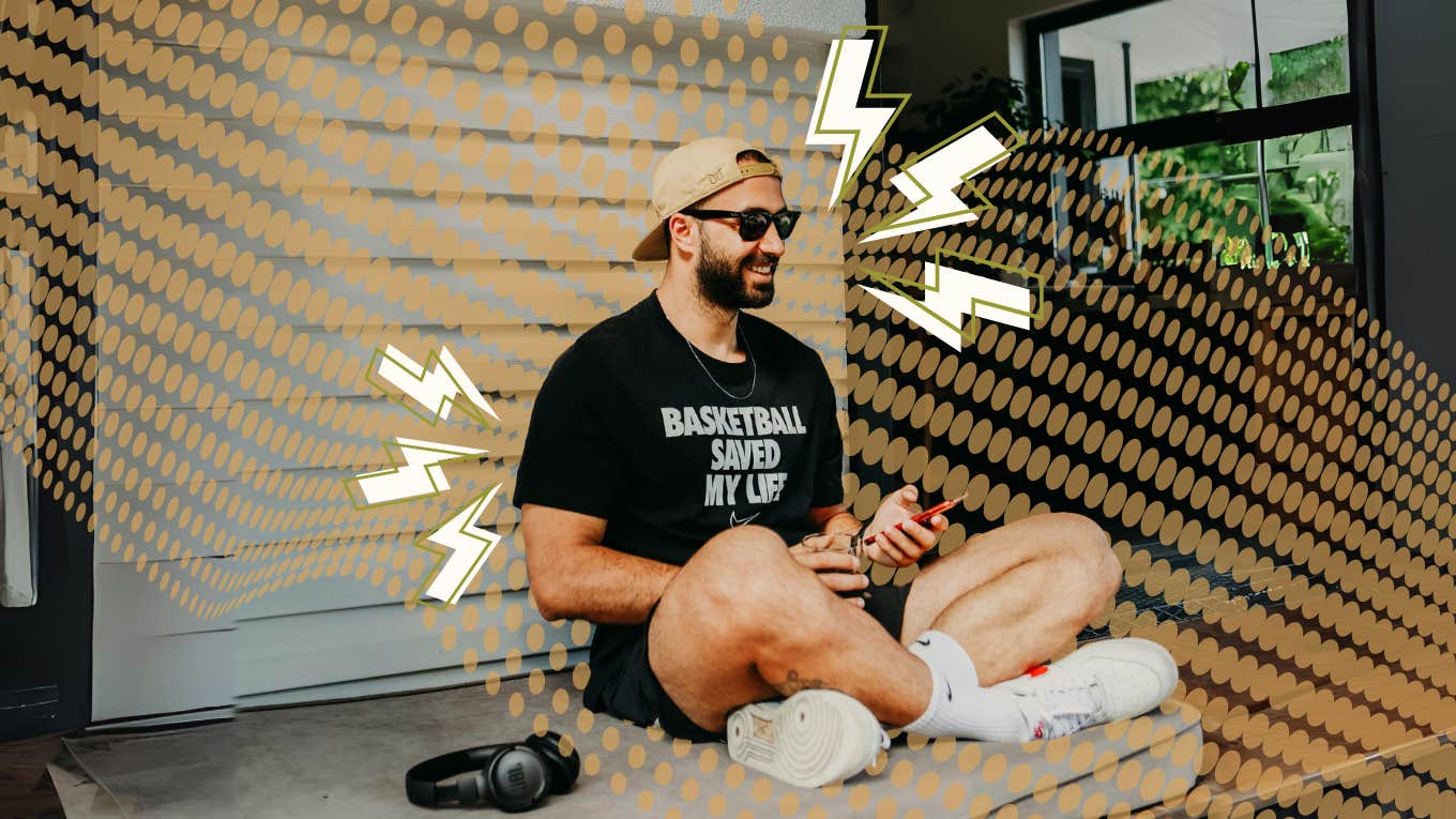 Man calmly sitting on a bench 