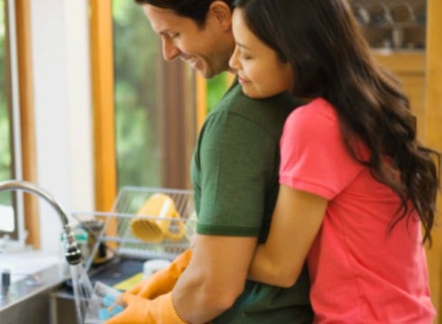 Man Doing the Dishes