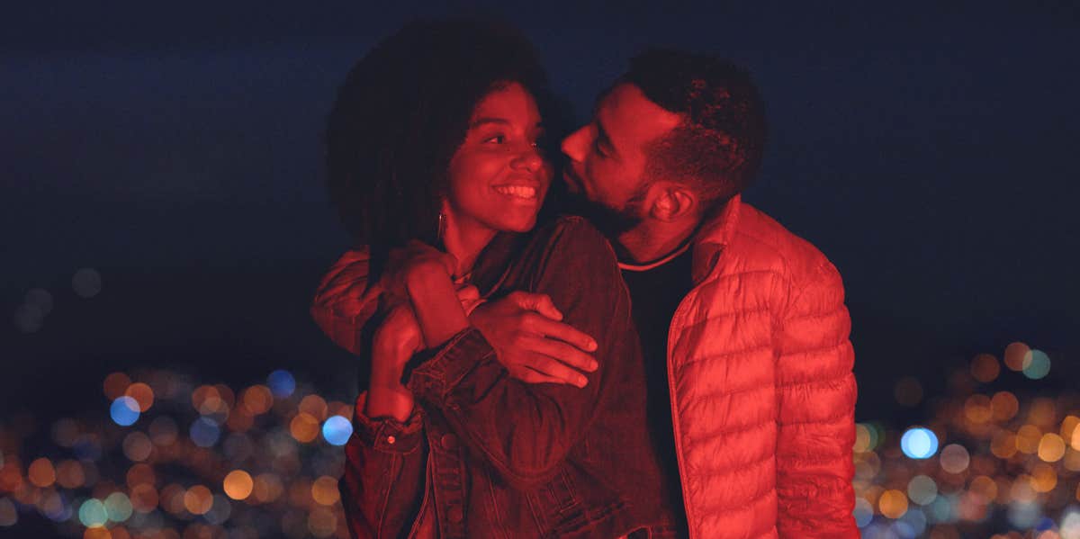 couple in red glow