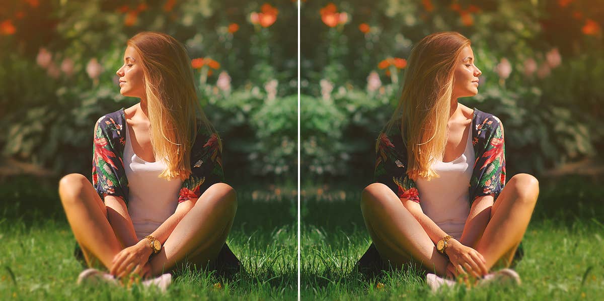 Bad Micro-Habits That Drain Your Cognitive Battery woman meditating on grass