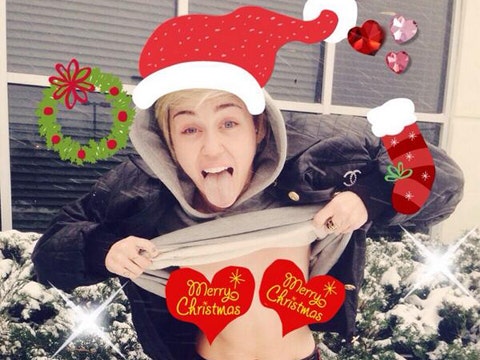 Miley Cyrus Nude Christmas Card Photo