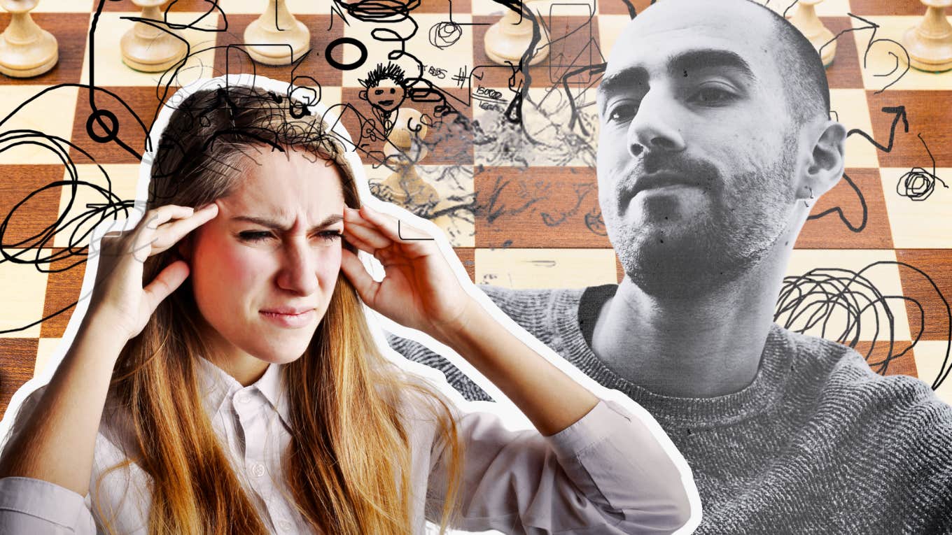 Narcissistic man playing mind games on partner 