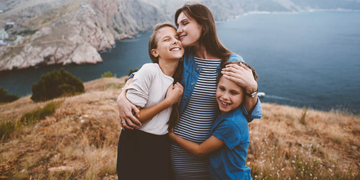 Mom with son and daughter