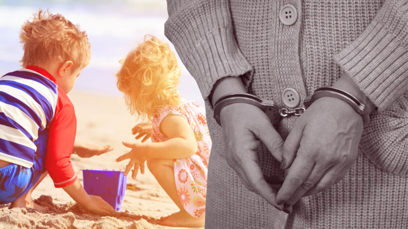 beach, mother, children, alone