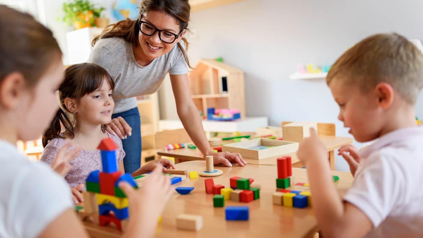 daycare teacher and children