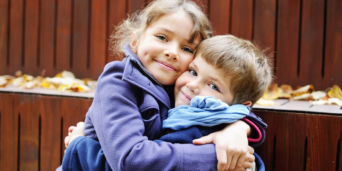 Kids hugging