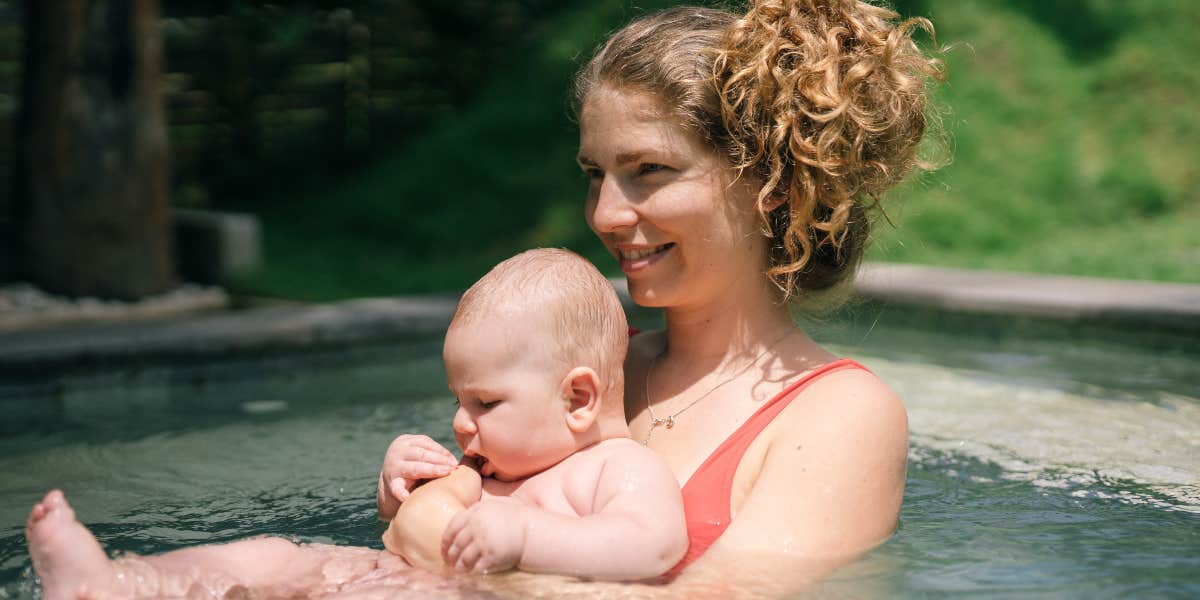 Woman Tells Her Friend Her Bathing Suit Is 'A Bit Risque For A Mom' Mom in a bathing suit