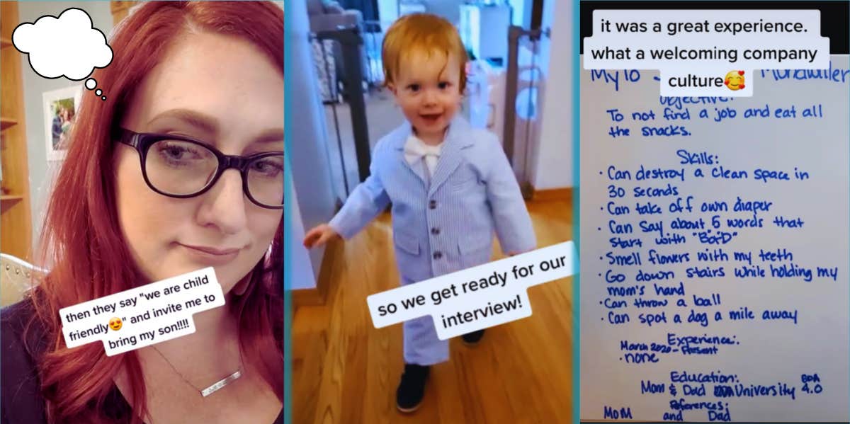 Mom Takes Her Toddler Son On Job Interview Because She Has No Childcare mom, toddler, and the boy's resume