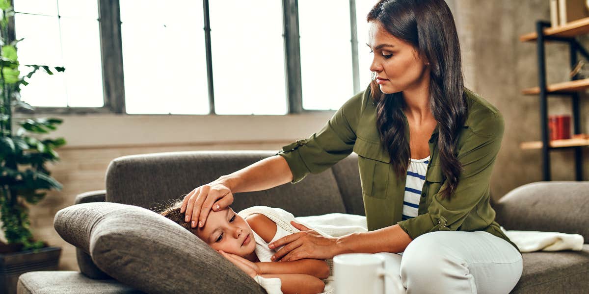 Mom with sick daughter