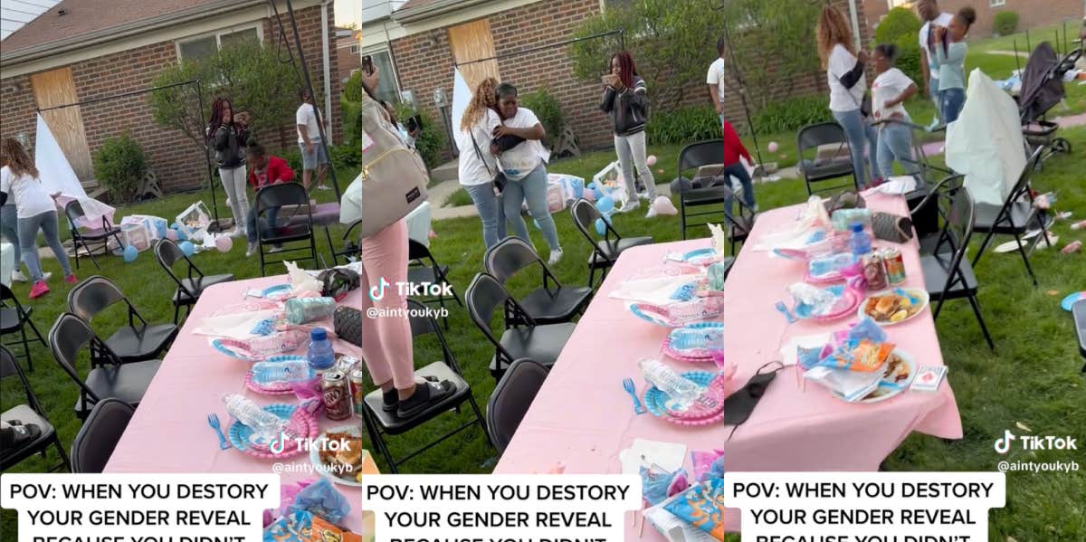 mom destroys gender reveal party