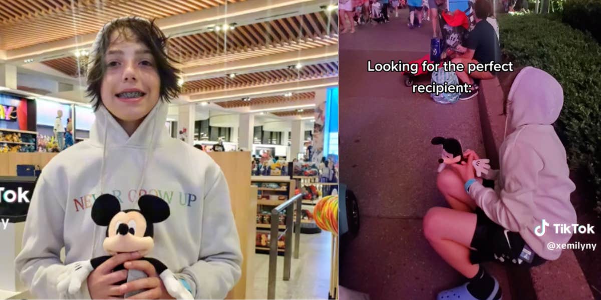 Mom Shares The One Souvenir Her Son Wanted From Disney World Young boy at Disney World gifts toy to stranger