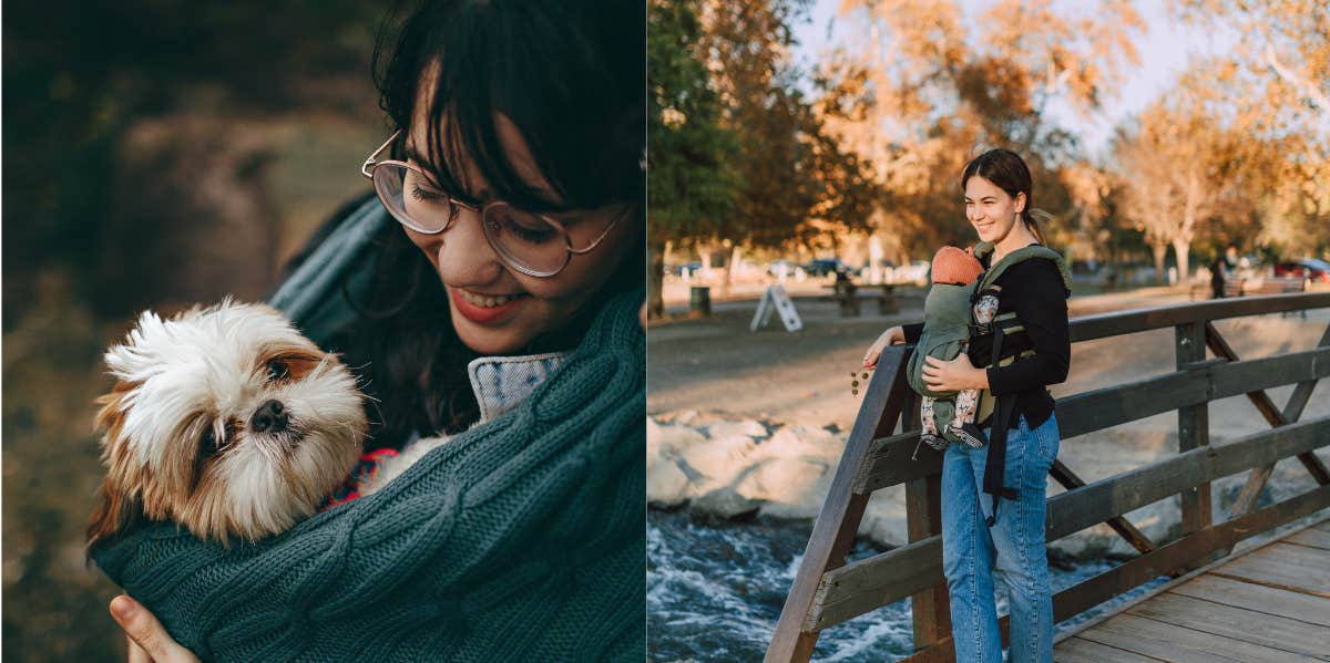 Mom Has Had It With Friend Who Is 'Sour' Because She Doesn't Respect Her 'Dog Mom' Hardships— 'I'm A Mom Too!' mom with baby dog mom with dog