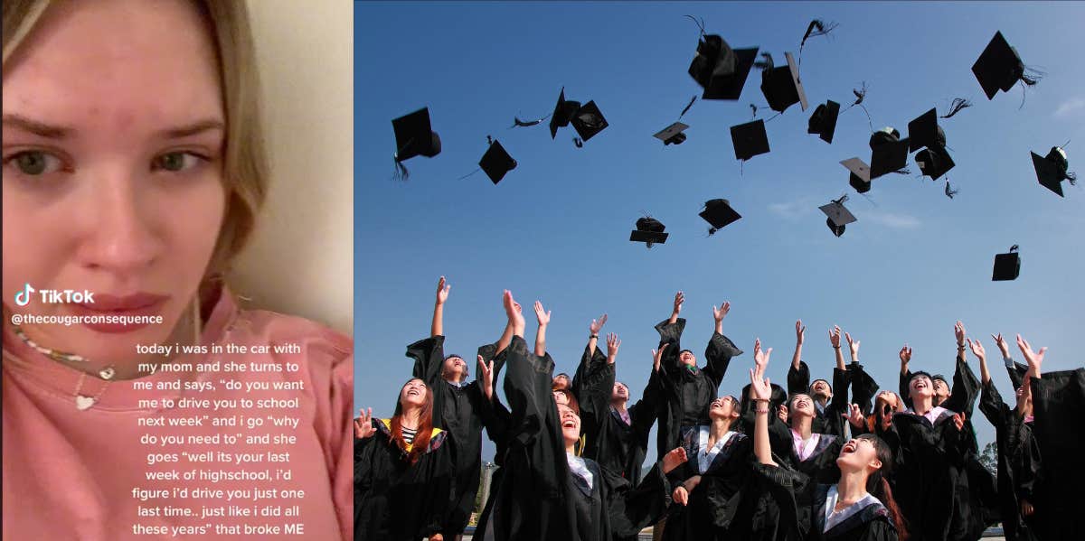 Mom Offers To Drive Her High School Senior To School On Her Last Week— ‘Just Like I Did For All These Years’ Samantha on TikTok, graduation caps