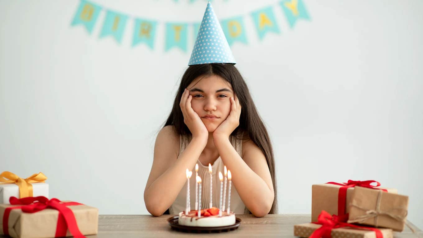 teen girl disappointed on her birthday