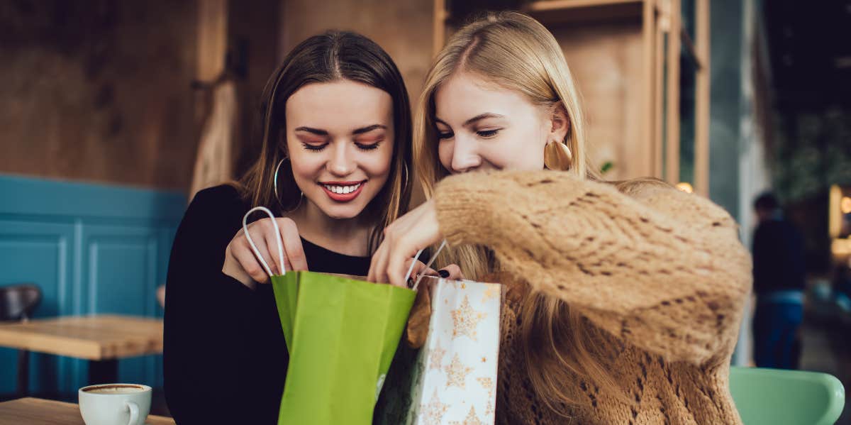 sister looking at gifts