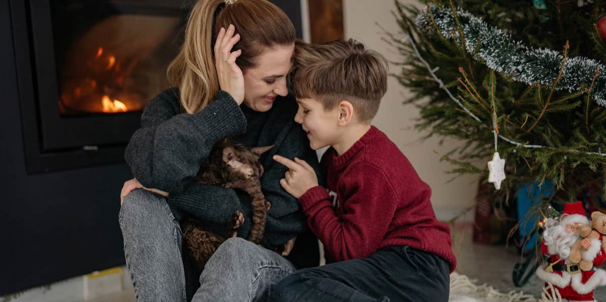mom with son after receiving no gifts on Christmas
