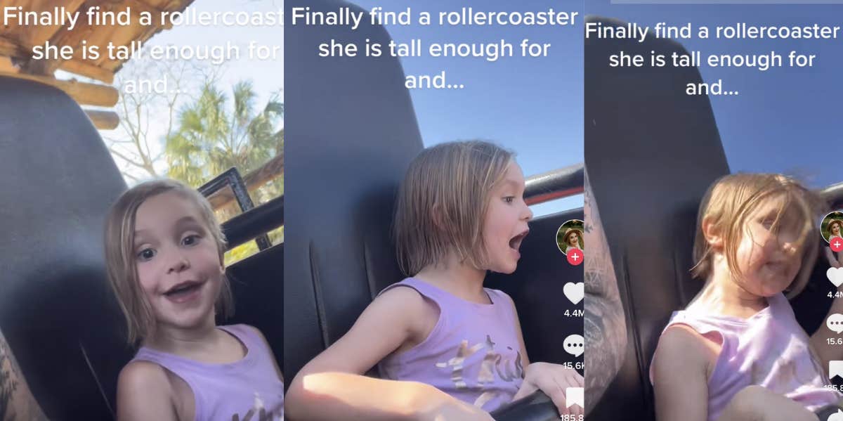 little girl, roller coaster