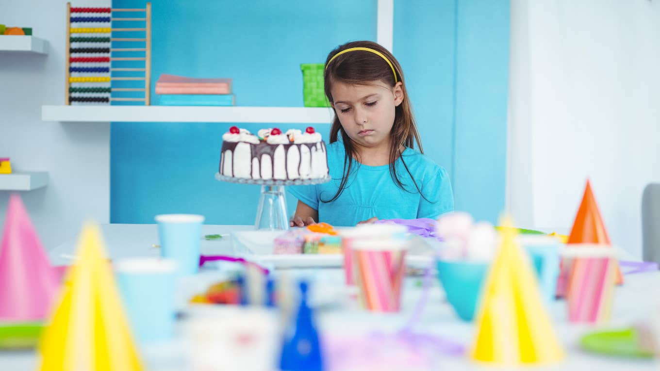Girl alone at birthday party