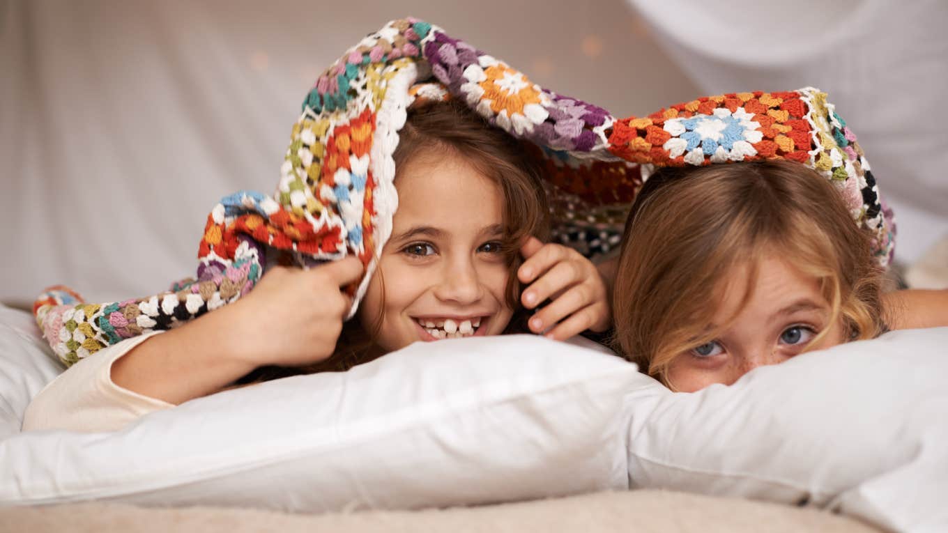 two little girls at a sleepover