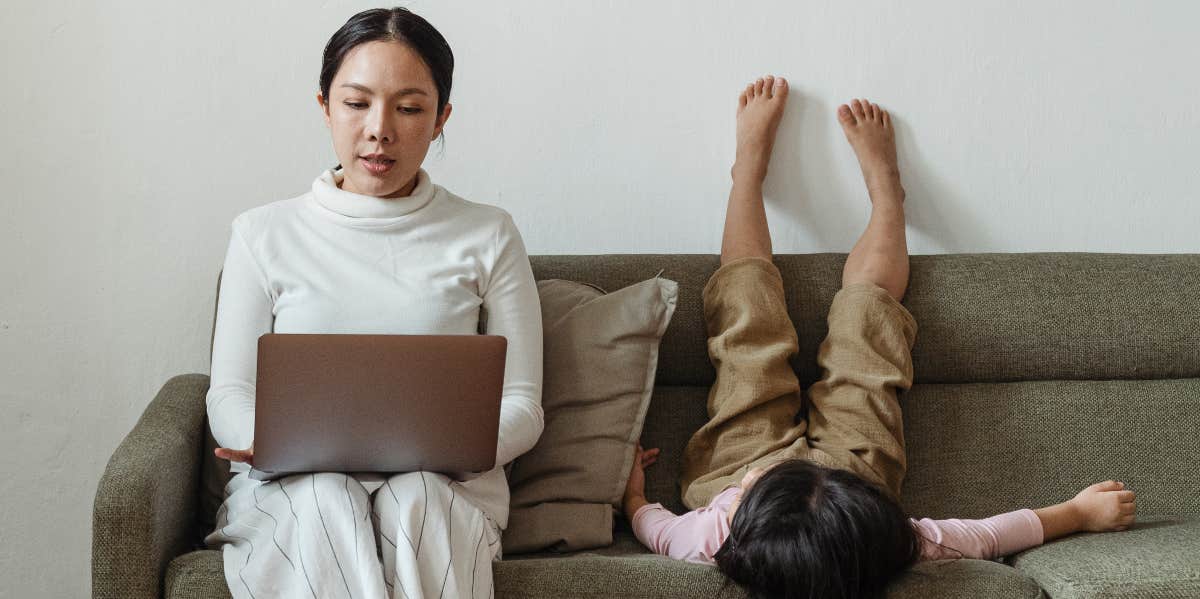 Mom at home with daughter