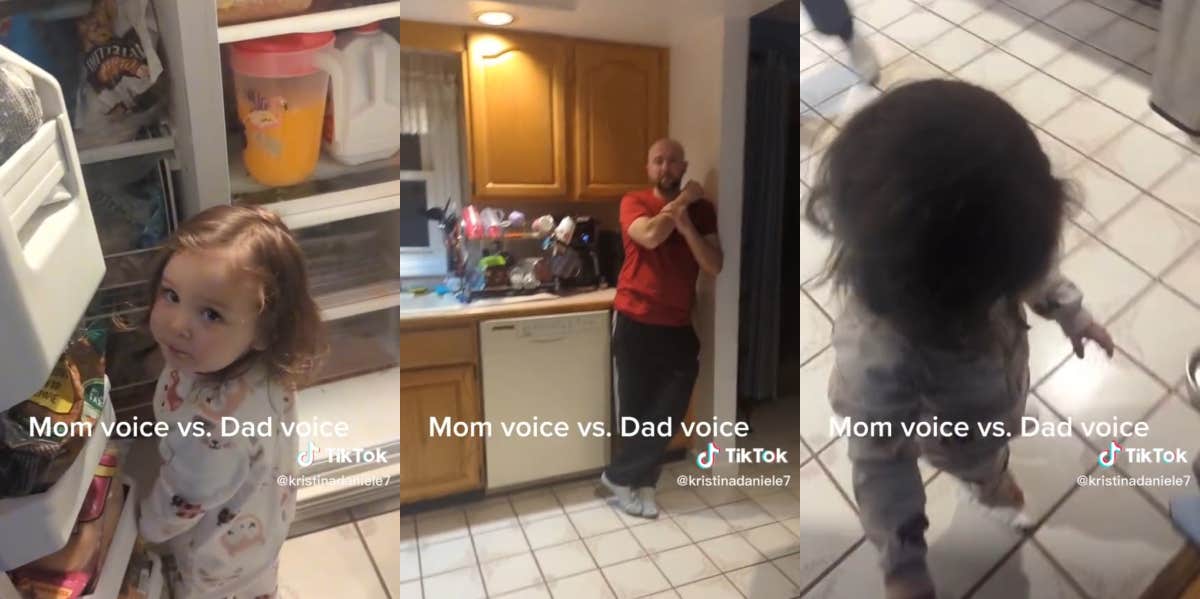 Dad yelling at toddler to get out of freezer TikTok