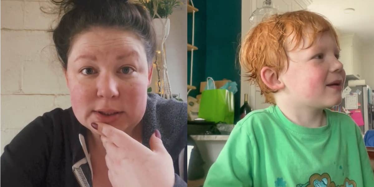 Kids Punished For Hugging A Parent Volunteering At Her Son's School An image of Cassandra Jourdan is next to one of her 6-year-old son, Elliot