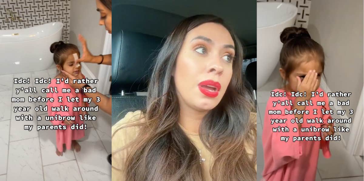 Mom Slammed For Waxing 3-Year-Old Daughter's Eyebrows In TikTok Video Mom waxes daughter's eyebrows TikTok