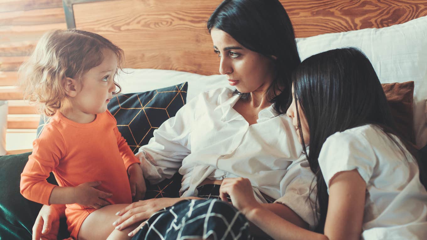 Mom Wonders How To Tell Her Toddlers That Their Teachers Died mom talking to kids