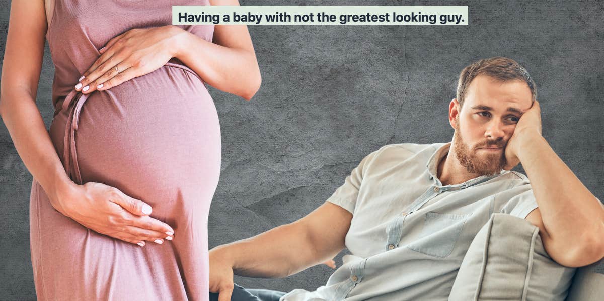 pregnant woman belly, upset man sitting with hand on head, mumsnet title post