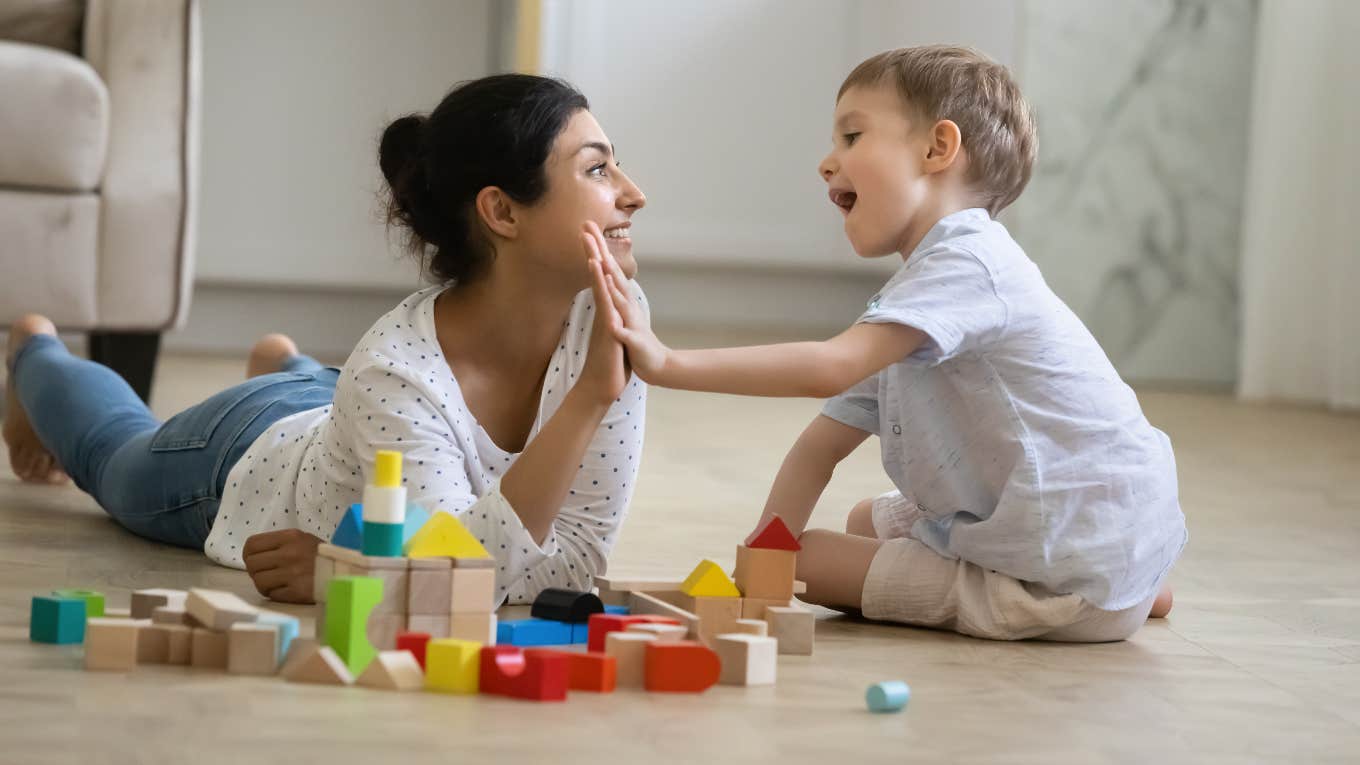 babysitter playing with kid