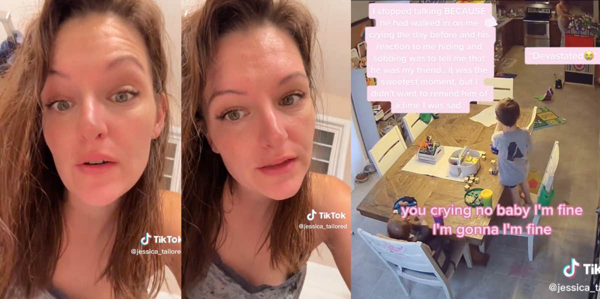 Toddler Consoles Mom After He Overhears Her Talking On The Phone About Being Sad Toddler consoles mom