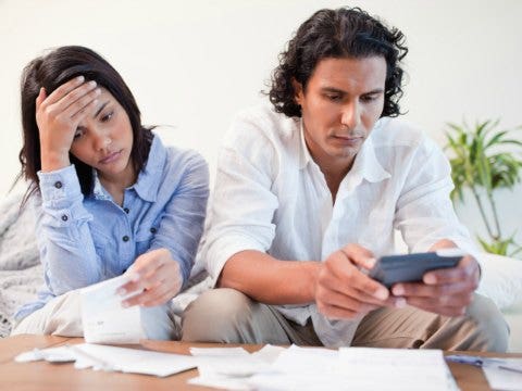 couple worrying about finances