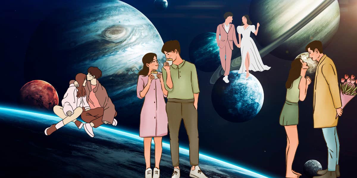 October 2023 Monthly Love Horoscope For All Zodiac Signs couples in outer space
