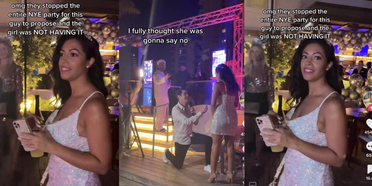 Woman Captures 'Most Awkward Proposal Ever' At New Years Party In TikTok Video tiktok, proposal, new year's