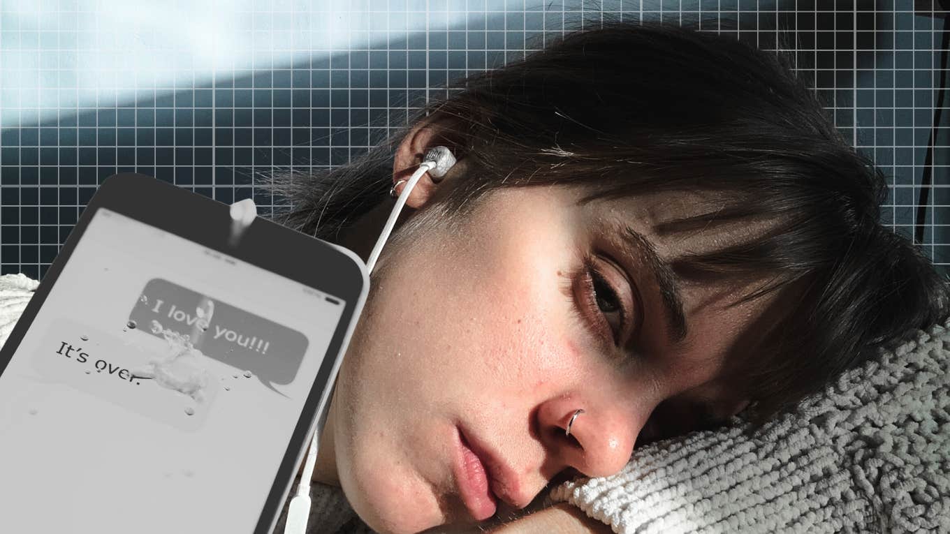 The 5 Most Cowardly Ways To Break Up With Someone woman sad, reading break up text