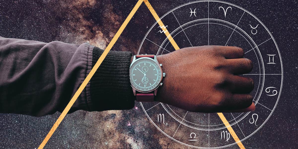 zodiac wheel, watch on wrist
